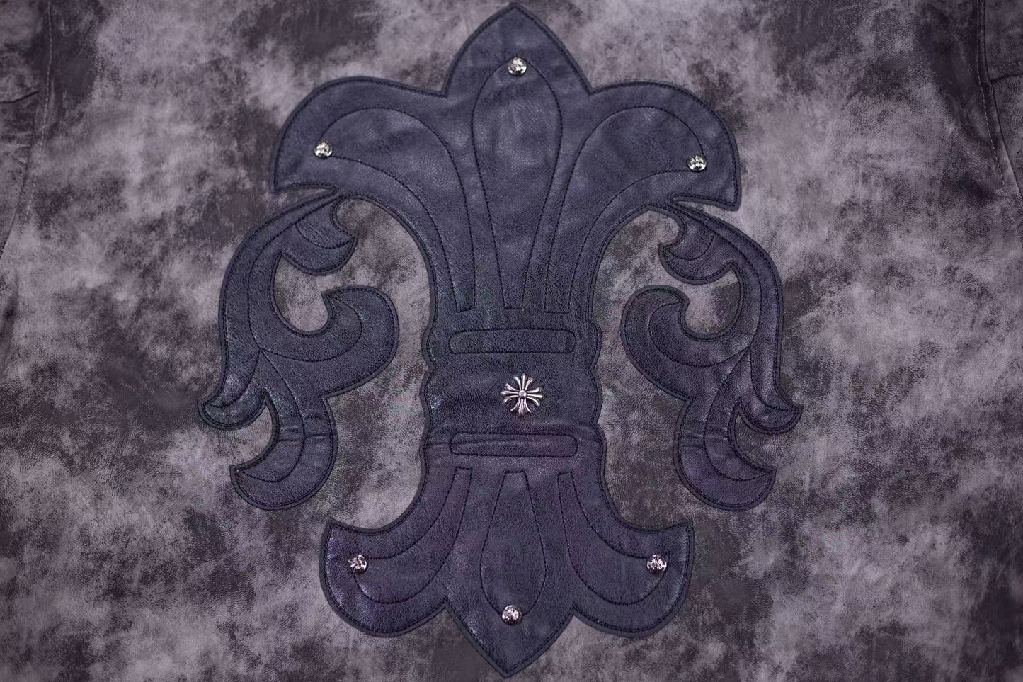 Chrome Hearts Fleur-de-lis Patch Varsity Jacket - Grey Tie-dye Outerwear