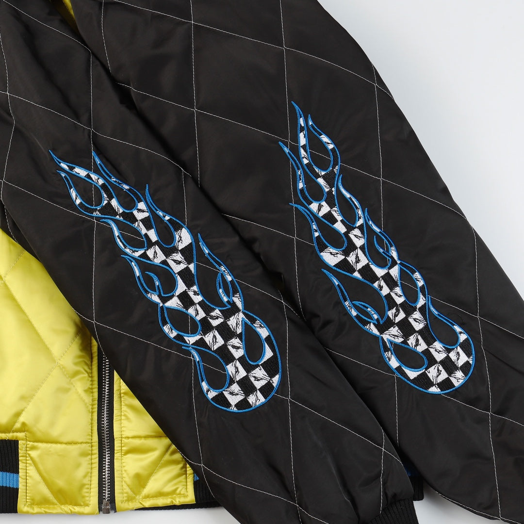 Chrome Hearts Flaming Youth Bomber Jacket - Yellow Black Graphic Street Coat