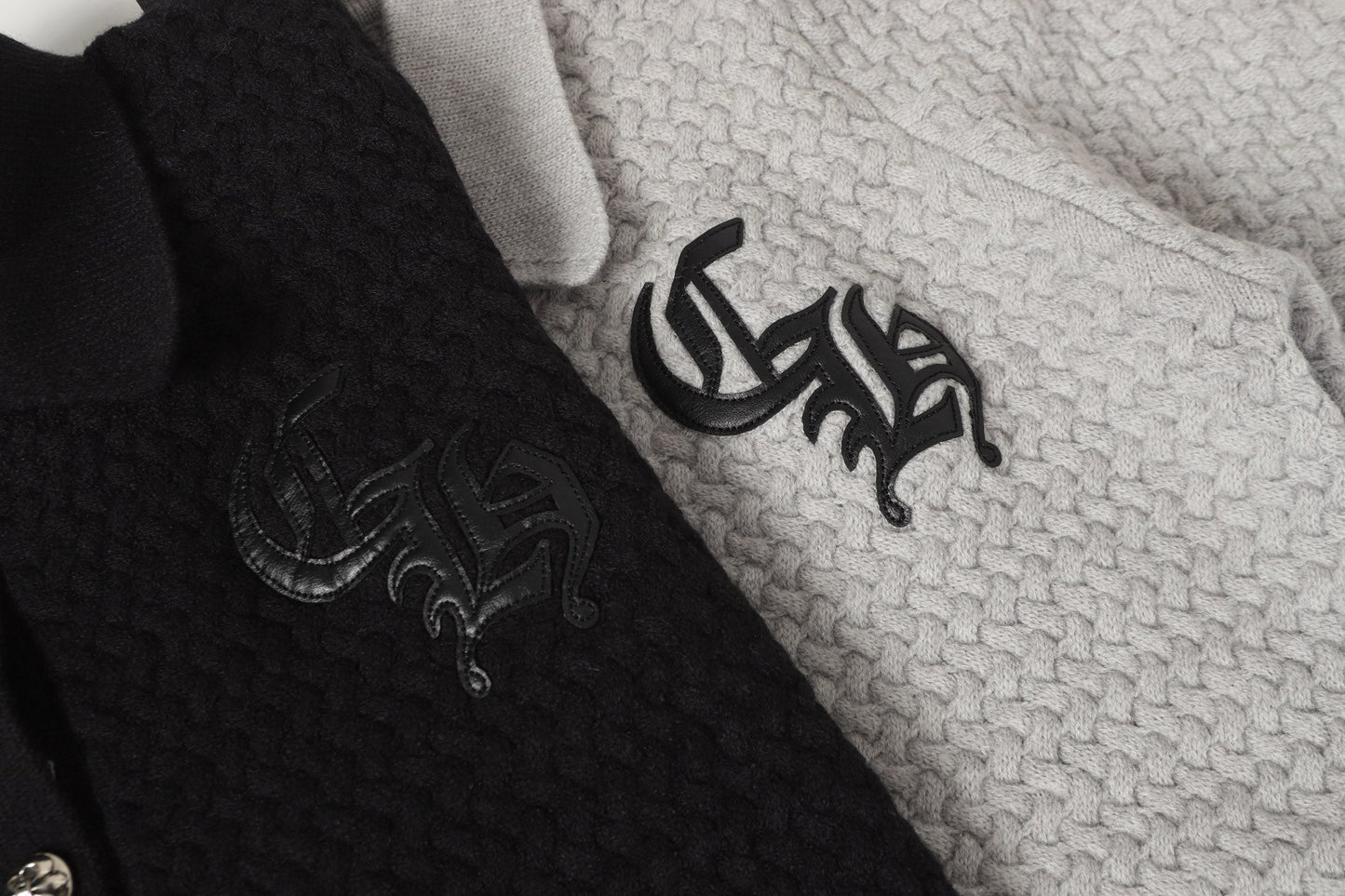 Chrome Hearts Embroidered Knit Cardigan - Black Grey Streetwear Jacket