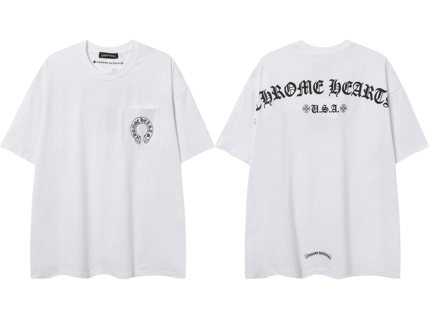 Chrome Hearts Cross & Horseshoe Print Round Neck T-Shirt 2270