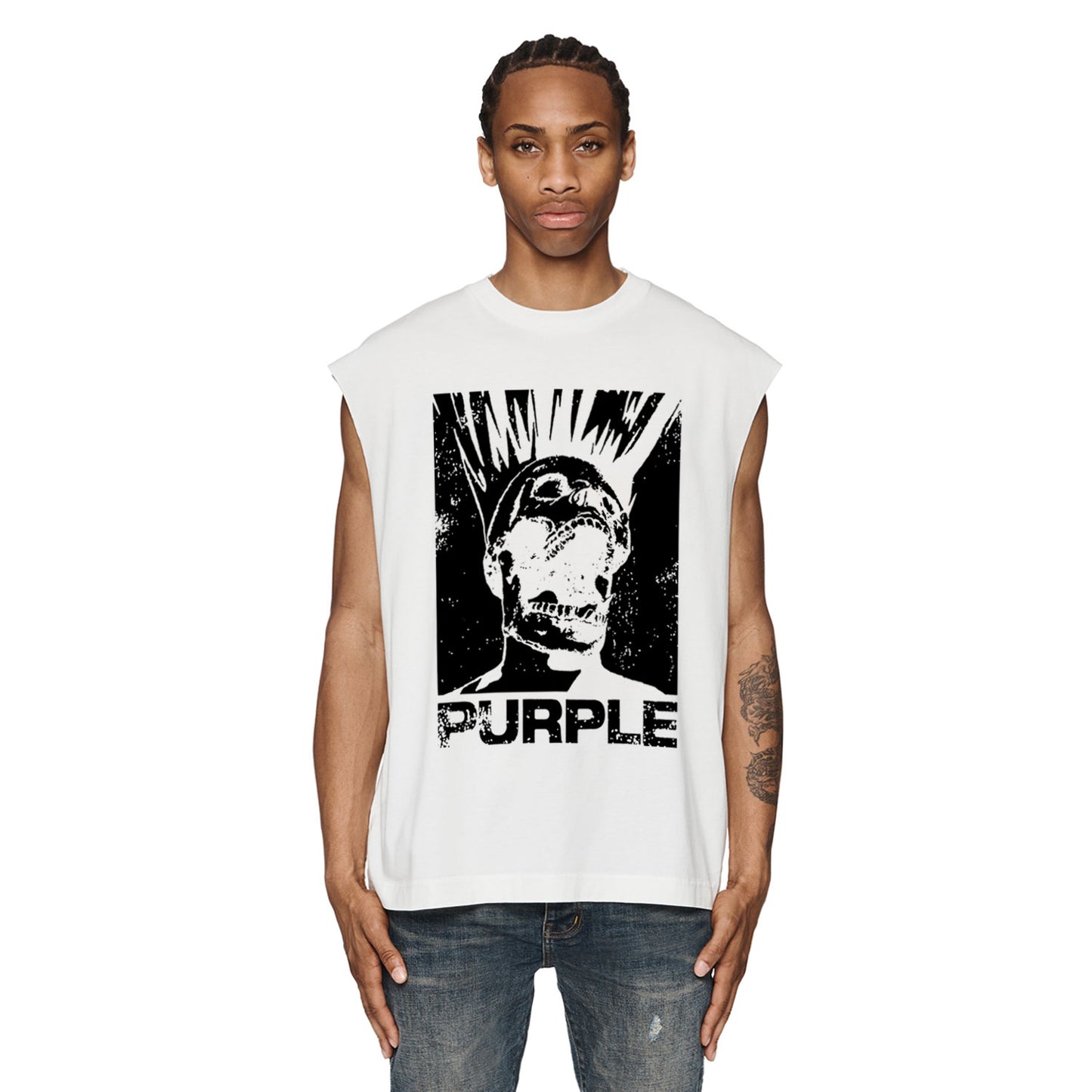 PURPLE-Purple Sleeveless T-Shirt  BPUR099#