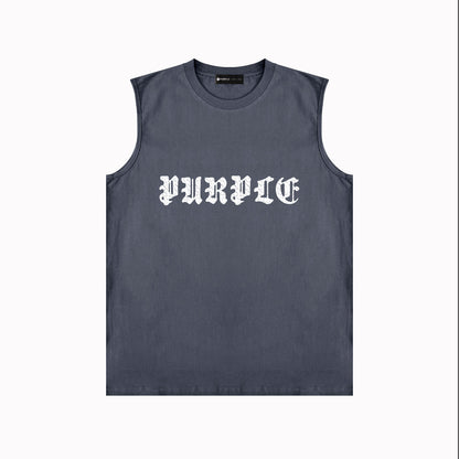 PURPLE-Purple Sleeveless T-Shirt  BPUR086#