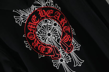 Chrome Hearts  Red Horseshoe Logo Zip Up Hoodie 5005