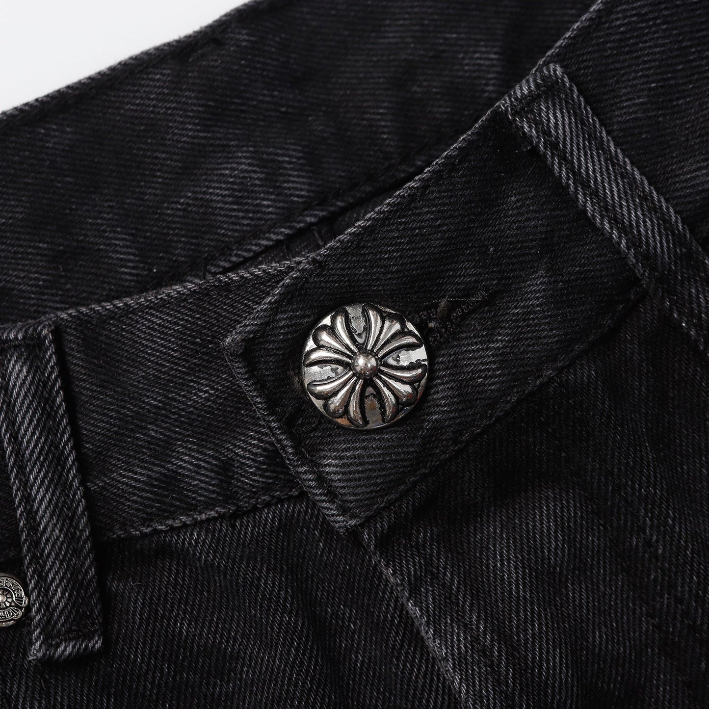 Chrome Hearts Cross Patch Embroidered & Hand-Painted Denim Shorts 9927