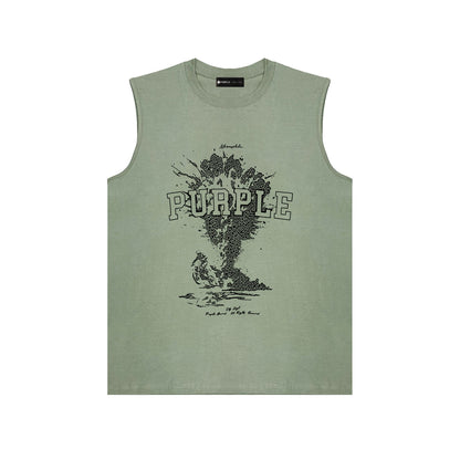 PURPLE-Purple Sleeveless T-Shirt  BPUR123#