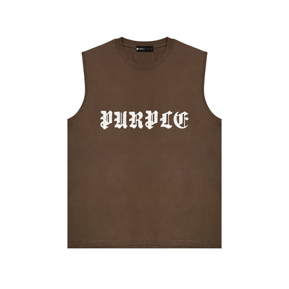 PURPLE-Purple Sleeveless T-Shirt  BPUR086#