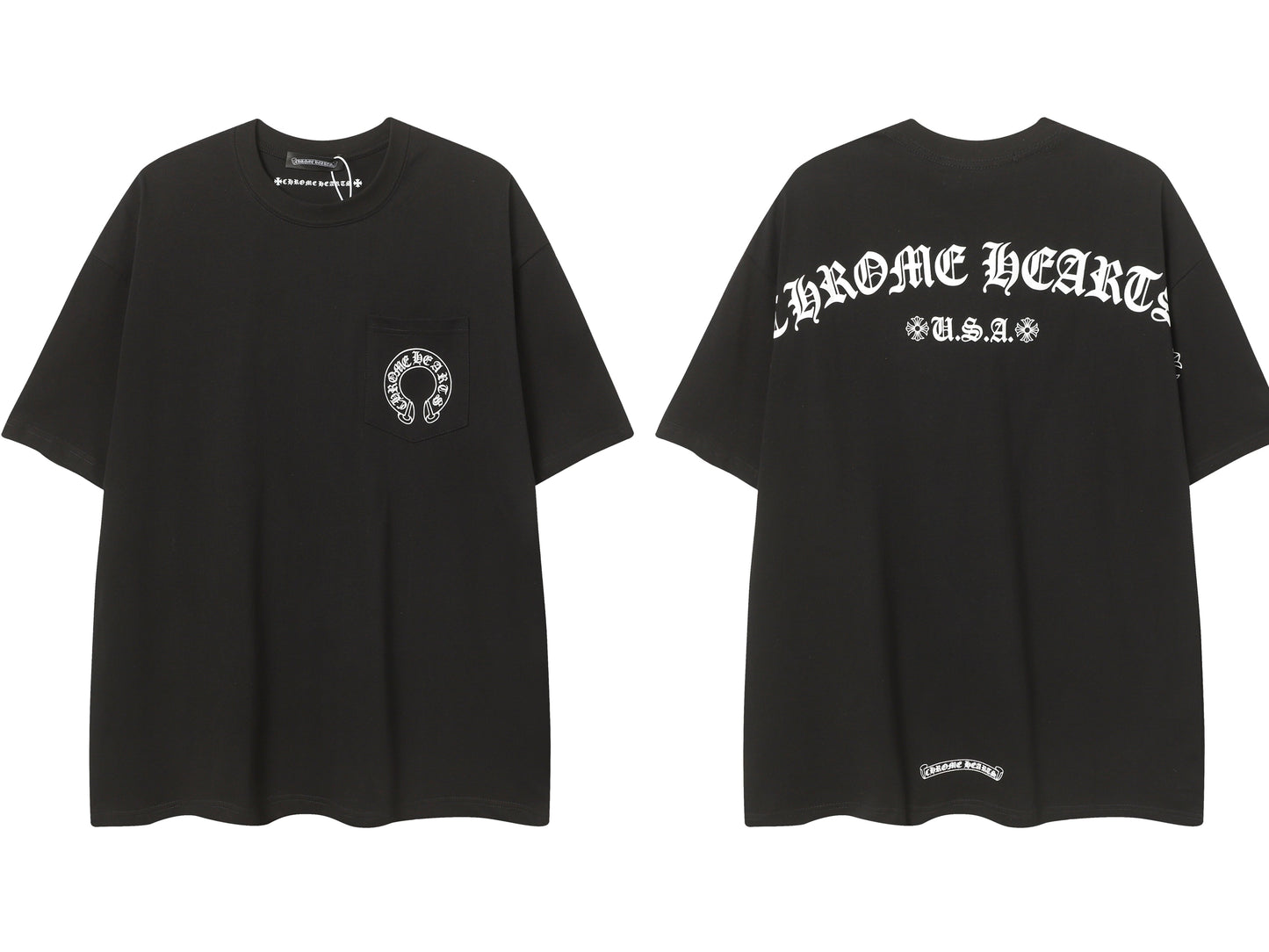 Chrome Hearts Cross & Horseshoe Print Round Neck T-Shirt 2270