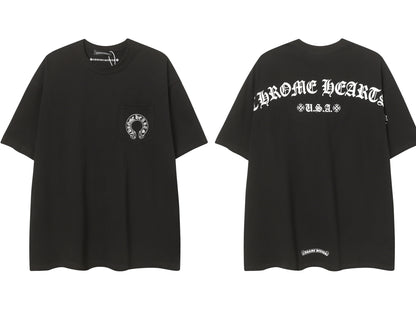 Chrome Hearts Cross & Horseshoe Print Round Neck T-Shirt 2270