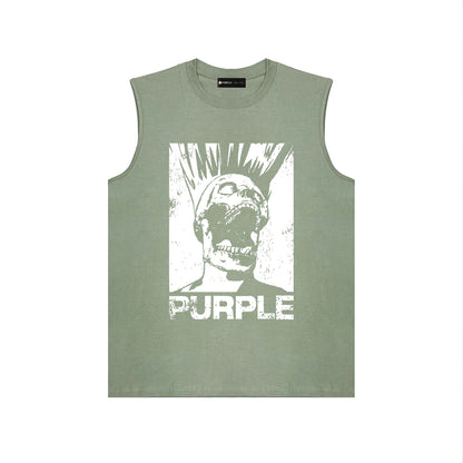 PURPLE-Purple Sleeveless T-Shirt  BPUR099#