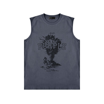 PURPLE-Purple Sleeveless T-Shirt  BPUR123#