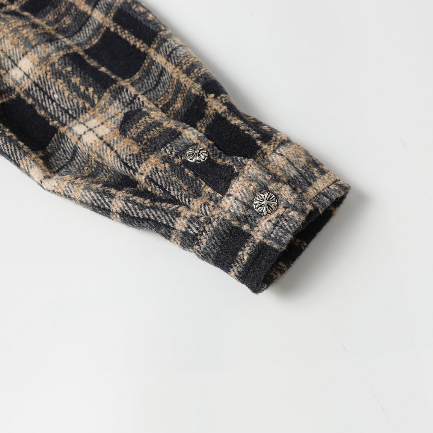 Chrome Hearts Embroidered Leather Cross Detail Flannel Shirt