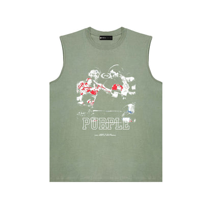 PURPLE-Purple Sleeveless T-Shirt  BPUR119#