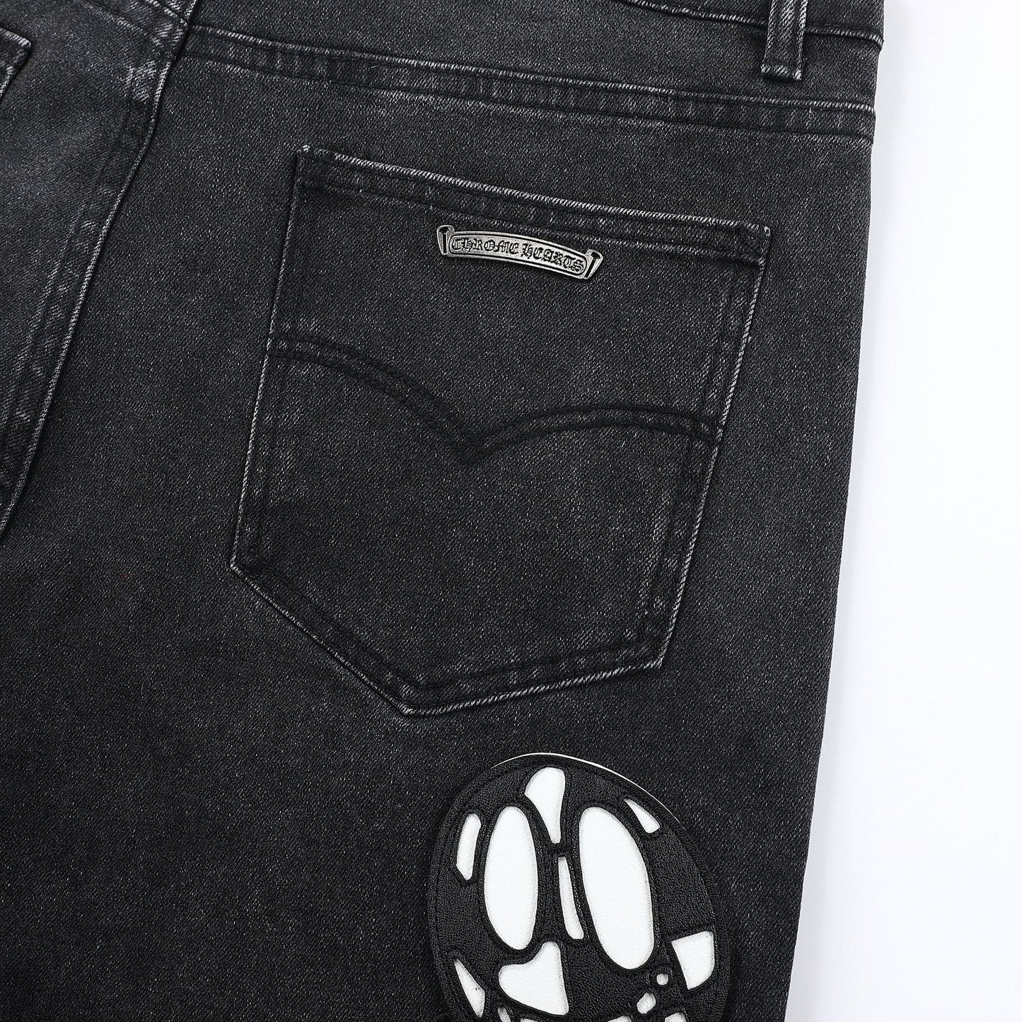 Chrome Hearts Grey jeans with colored crosshatch