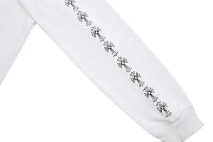 Chrome Hearts Letter Printed Long Cross Flower Arm Zipper Sweatshirt 5007