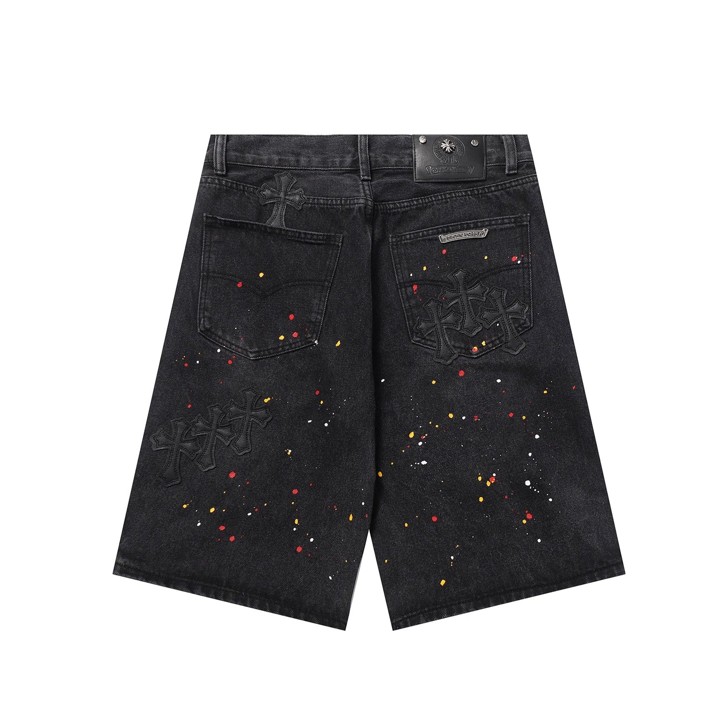 Chrome Hearts Cross Patch Embroidered & Hand-Painted Denim Shorts 9927