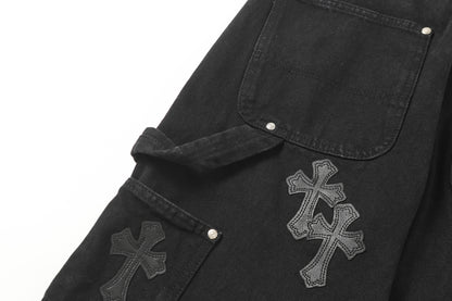 Chrome Hearts Vintage Cross Patchwork Washed Carpenter Denim Shorts 9902