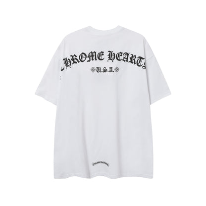 Chrome Hearts Cross & Horseshoe Print Round Neck T-Shirt 2270
