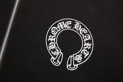 Chrome Hearts Horseshoe Floral Sleeve Zip Up Hoodie 5001