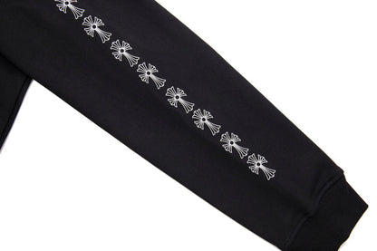 Chrome Hearts Letter Printed Long Cross Flower Arm Zipper Sweatshirt 5007