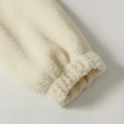 Chrome Hearts Sherpa Fleece Jacket - Gothic Cross Embroidery Black Beige Outerwear