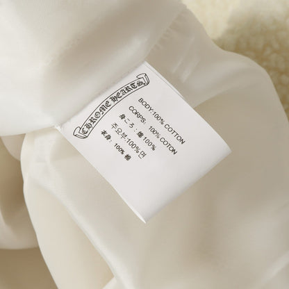 Chrome Hearts Sherpa Fleece Jacket - Gothic Cross Embroidery Black Beige Outerwear