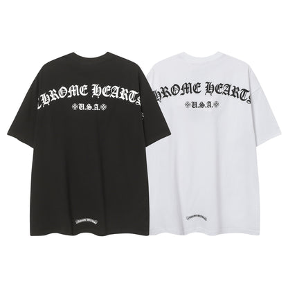 Chrome Hearts Cross & Horseshoe Print Round Neck T-Shirt 2270