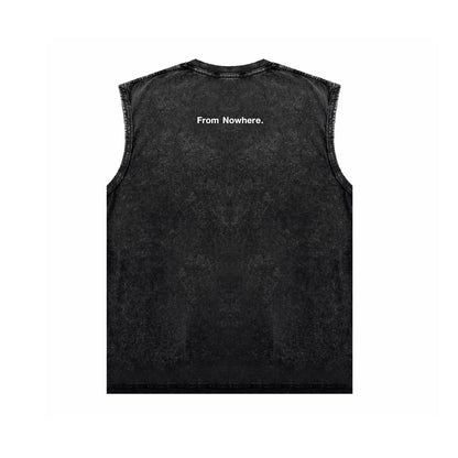 PURPLE-Purple Make Old Sleeveless T-Shirt ZJBPUR109#