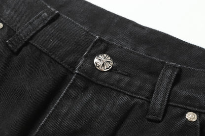 Chrome Hearts Vintage Cross Patchwork Washed Carpenter Denim Shorts 9902
