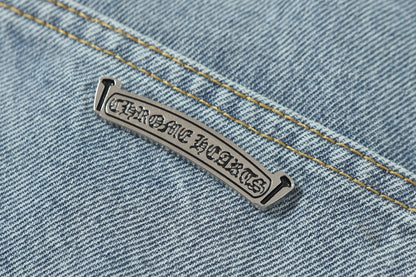 Chrome Hearts Vintage Cross Patchwork Washed Carpenter Denim Shorts 201