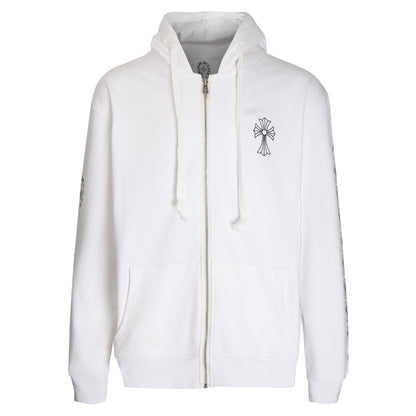 Chrome Hearts Letter Printed Long Cross Flower Arm Zipper Sweatshirt 5007