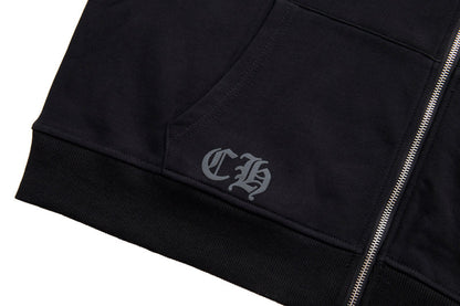 Chrome Hearts  Red Horseshoe Logo Zip Up Hoodie 5005