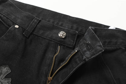 Chrome Hearts Vintage Cross Patchwork Washed Carpenter Denim Shorts 9902