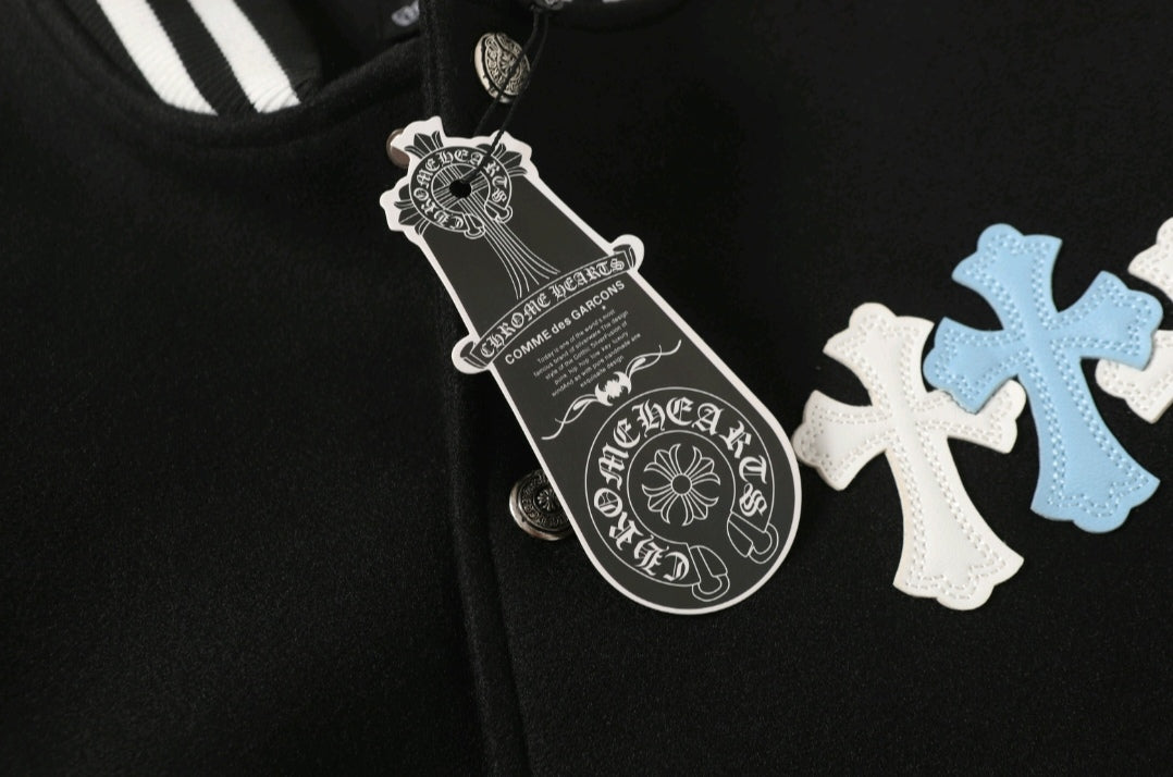 Chrome Hearts Black White Street Style Baseball Coat