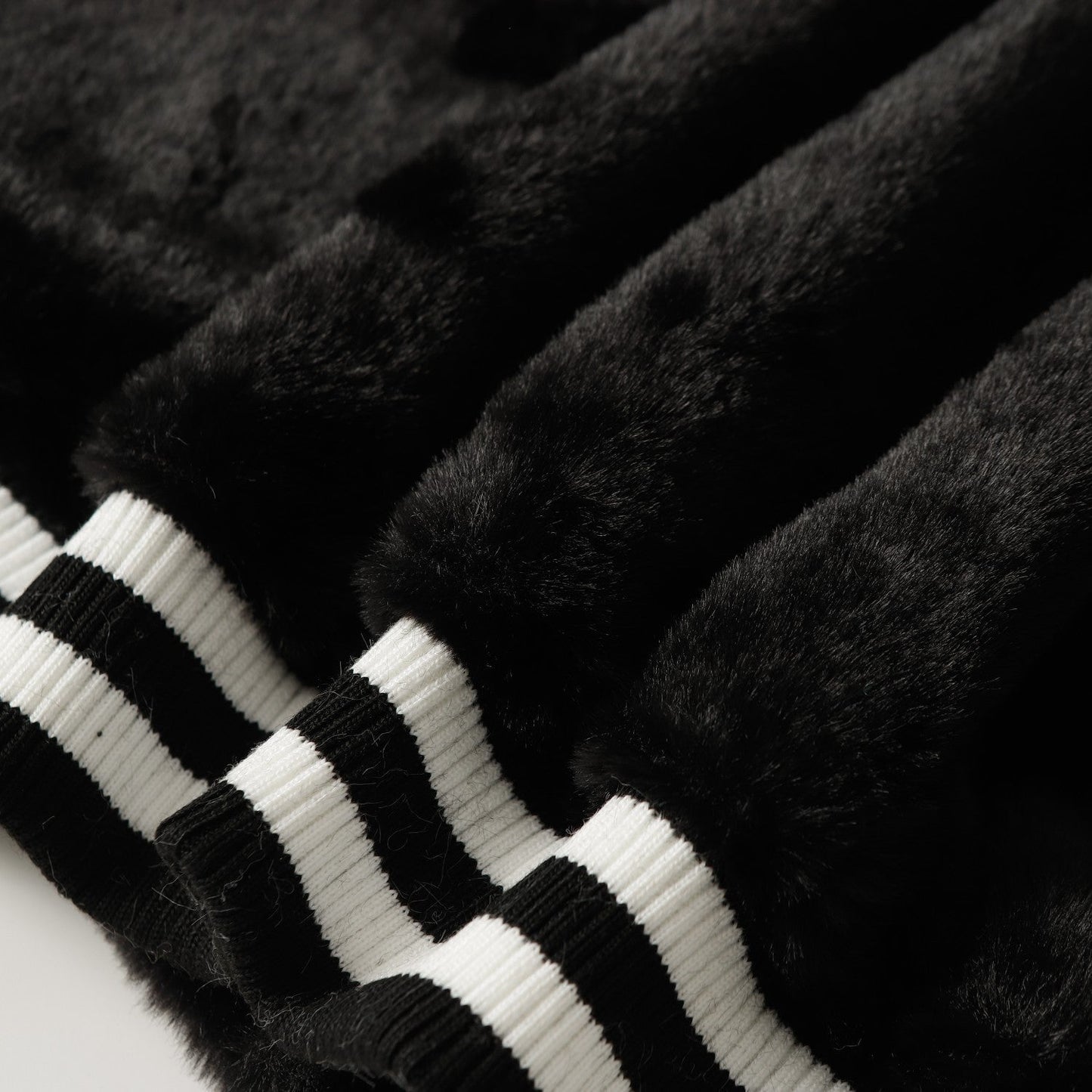 Chrome Hearts Faux Fur Cross Varsity Jacket - Black White Gothic Streetwear