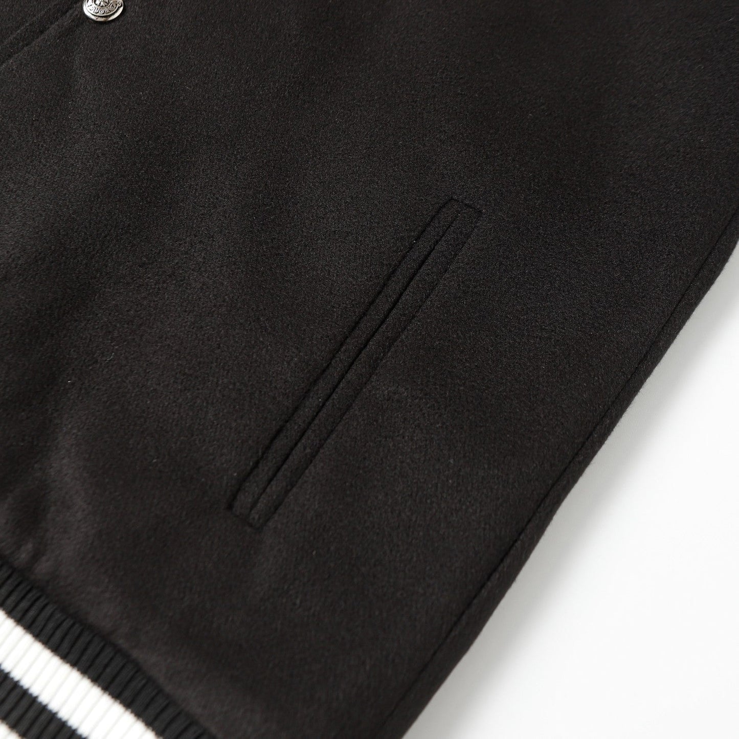 Chrome Hearts Cross Embroidered Leather Sleeve Varsity Jacket - Black Street Style