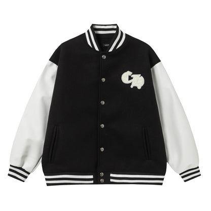 Chrome Hearts Varsity Jacket - Black White Gothic Baseball Coat