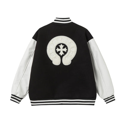Chrome Hearts Varsity Jacket - Black White Gothic Baseball Coat