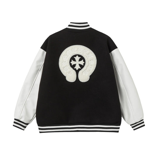 Chrome Hearts Varsity Jacket - Black White Gothic Baseball Coat