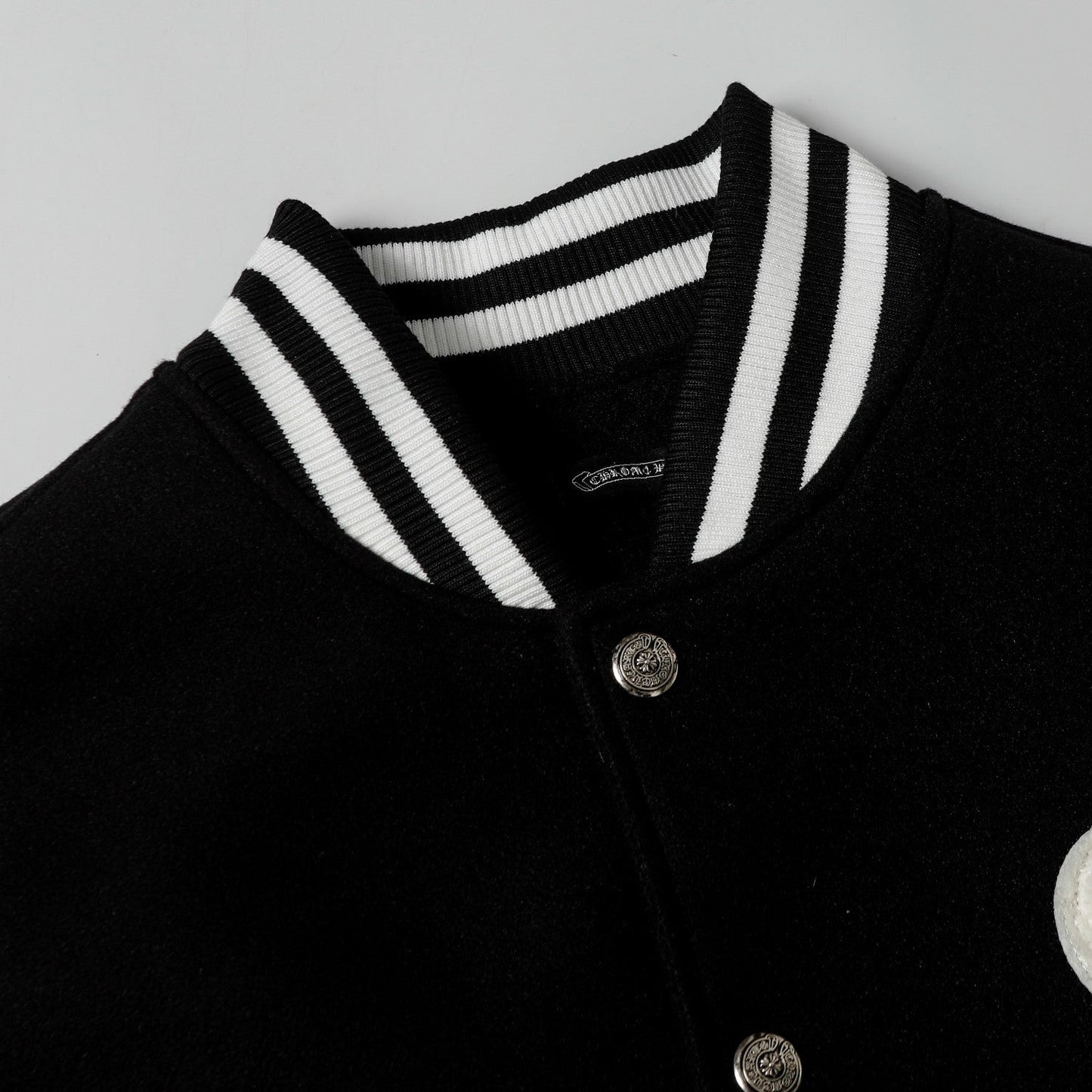 Chrome Hearts Varsity Jacket - Black White Gothic Baseball Coat