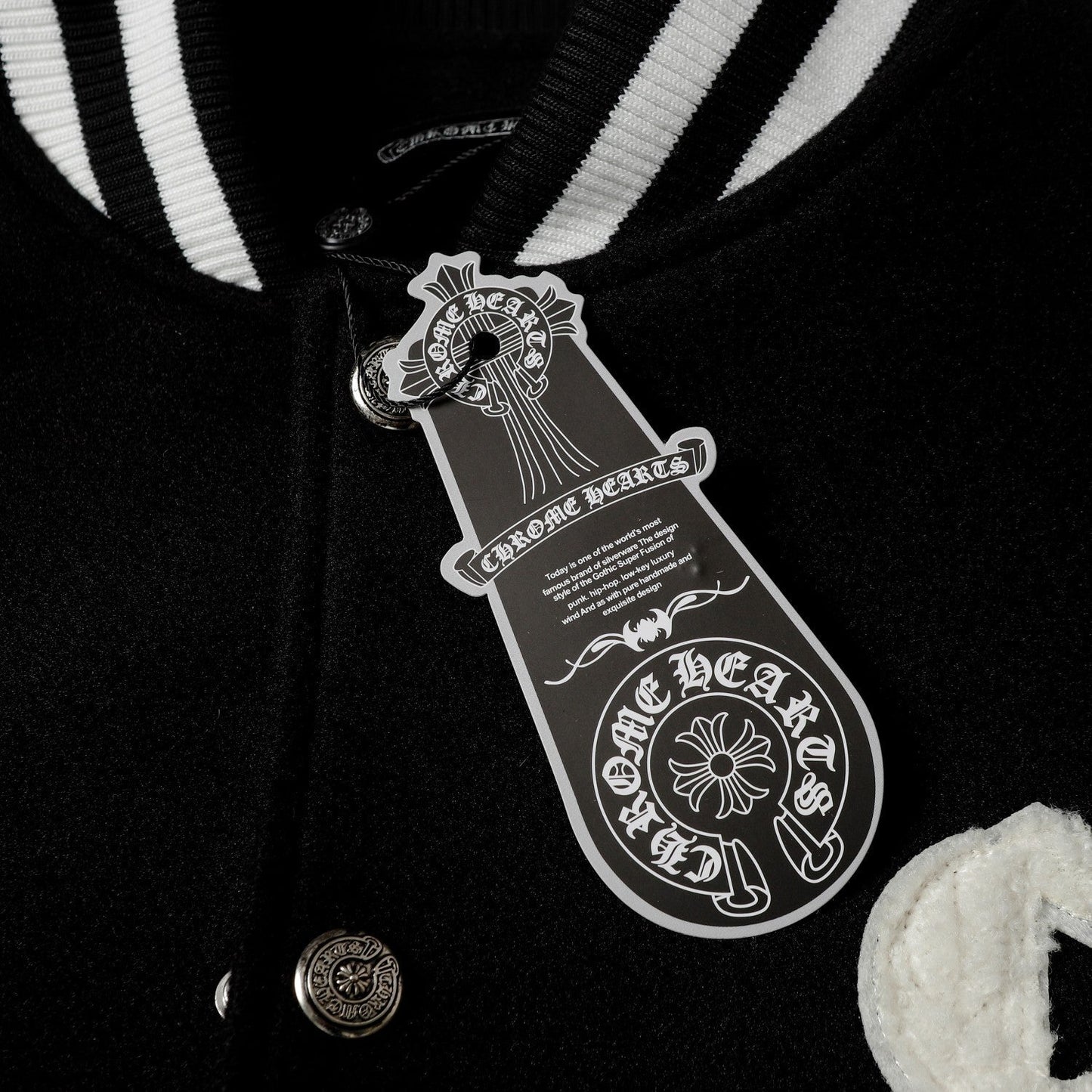 Chrome Hearts Varsity Jacket - Black White Gothic Baseball Coat