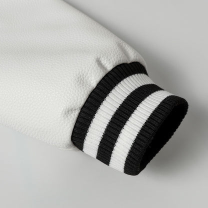 Chrome Hearts Layered Cross Varsity Jacket - Black White Street Style Outerwear