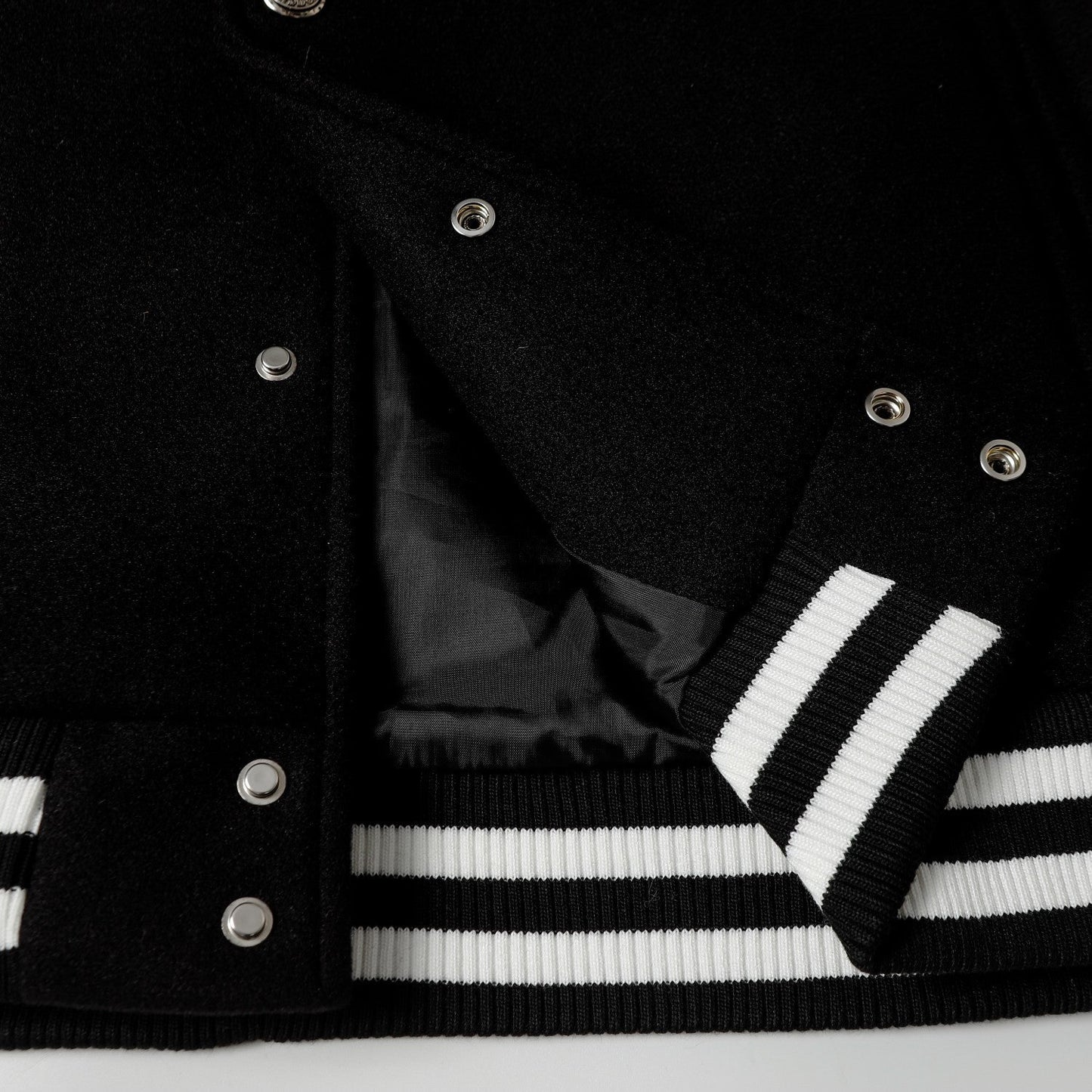 Chrome Hearts Layered Cross Varsity Jacket - Black White Street Style Outerwear