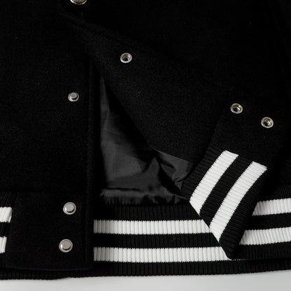 Chrome Hearts Layered Cross Varsity Jacket - Black White Street Style Outerwear