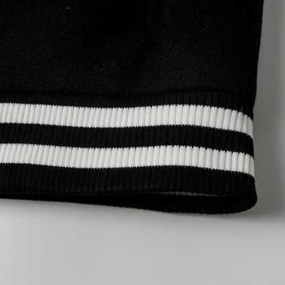 Chrome Hearts Layered Cross Varsity Jacket - Black White Street Style Outerwear