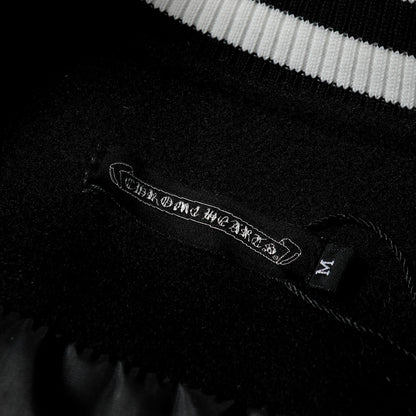 Chrome Hearts Layered Cross Varsity Jacket - Black White Street Style Outerwear
