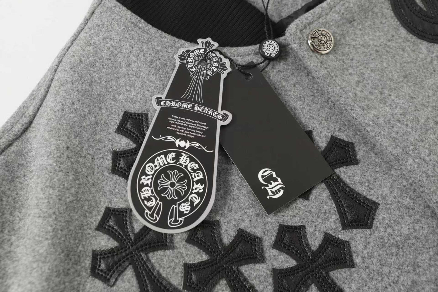 Chrome Hearts Multi Cross Varsity Jacket - Grey Black Street Jacket