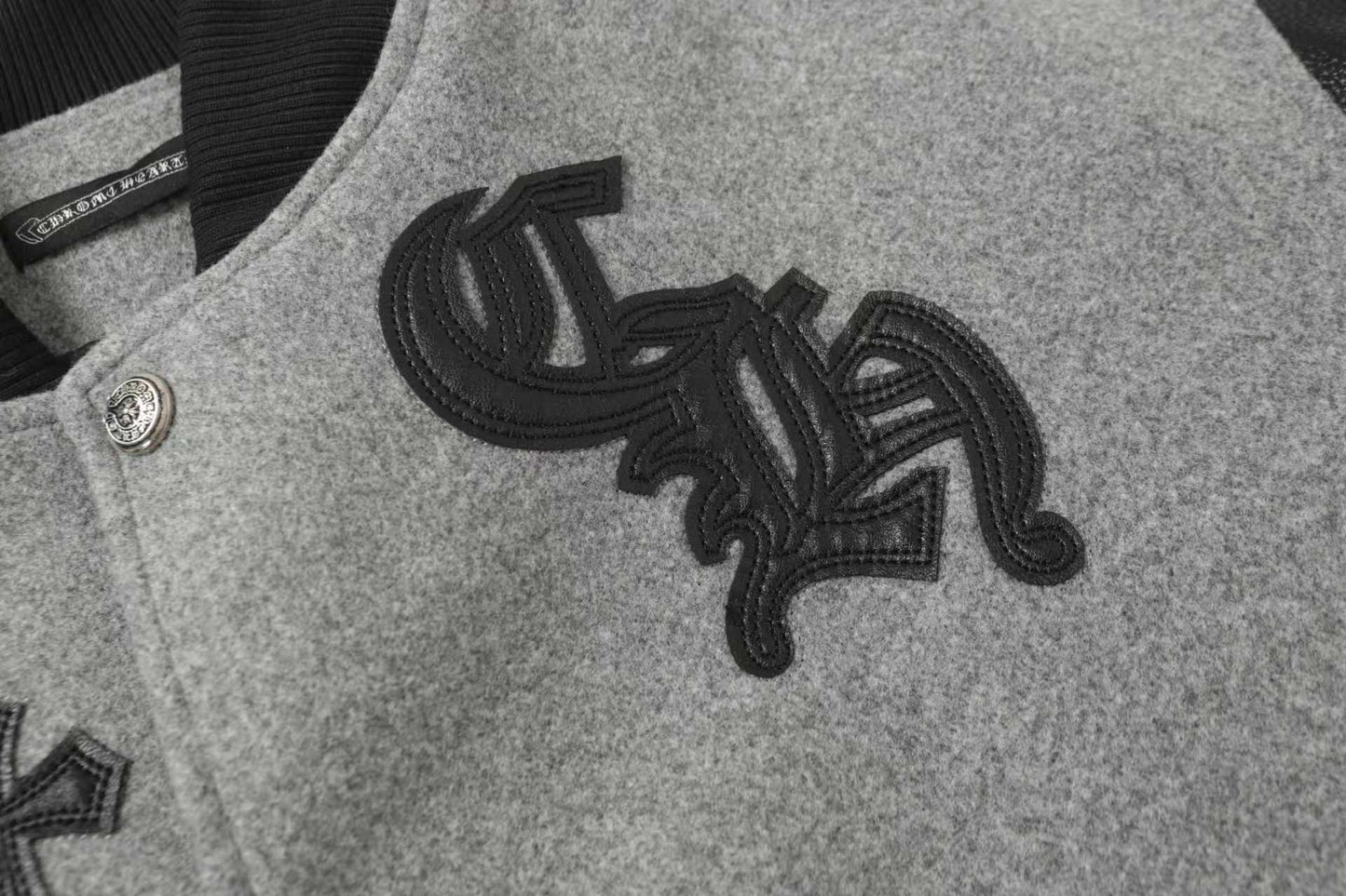 Chrome Hearts Multi Cross Varsity Jacket - Grey Black Street Jacket