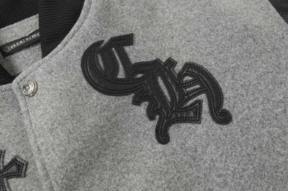 Chrome Hearts Multi Cross Varsity Jacket - Grey Black Street Jacket