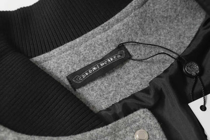 Chrome Hearts Multi Cross Varsity Jacket - Grey Black Street Jacket