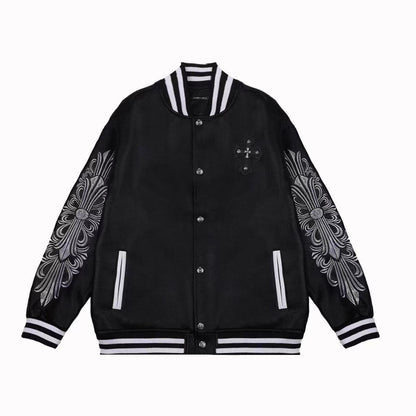 Chrome Hearts Embroidered Sleeve Varsity Jacket - Black Streetwear Coat